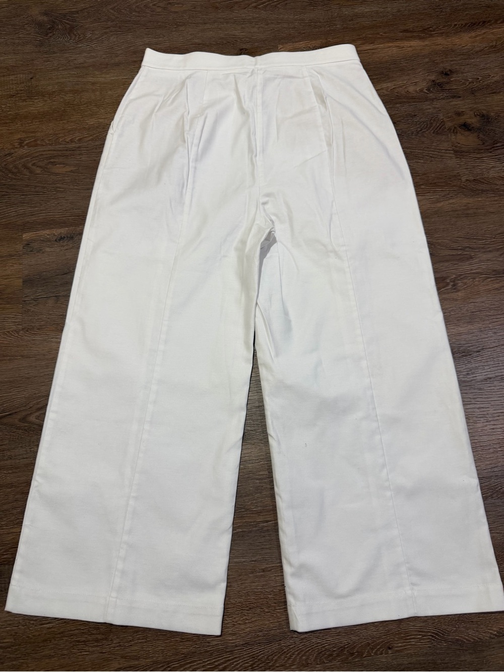 NWT BCBGMAXAZRIA White Sailor Button Cropped Wide Leg Pants Large 34 x 25 - Picture 6 of 9